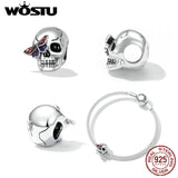 Dark Skull Butterfly Charms 925 Silver Halloween Beads for Jewelry