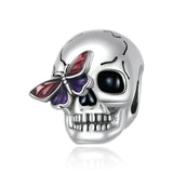 Dark Skull Butterfly Charms 925 Silver Halloween Beads for Jewelry