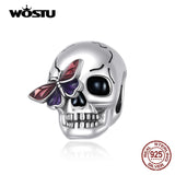Dark Skull Butterfly Charms 925 Silver Halloween Beads for Jewelry