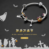 Dark Style Skull 925 Silver Enamel Bead for Jewelry CTC326