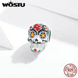 Dark Style Skull 925 Silver Enamel Bead for Jewelry CTC326