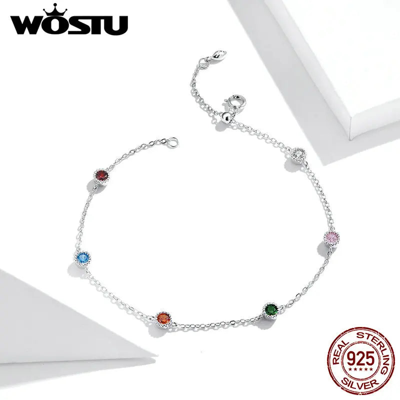 Colorful Zircon Sterling Silver Bracelet for Women