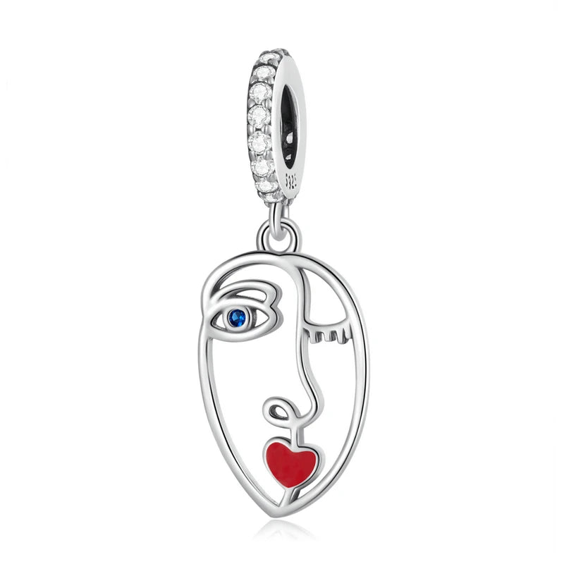 Artistic Face Mask Pendent 925 Sterling Silver Charms for Bracelet
