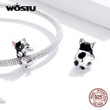 925 Silver Zirconia Dog Charms for Bracelet Pendant DIY Jewelry