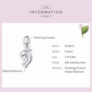 Dolphin Animal Dangle Charm 925 Silver Bead Bracelet Pendant CQC1206