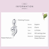 Dolphin Animal Dangle Charm 925 Silver Bead Bracelet Pendant CQC1206