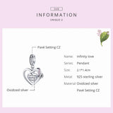 Double-Circled Charm 925 Silver Heart-shaped Pendant Bracelet Jewelry Gift