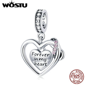 Double-Circled Charm 925 Silver Heart-shaped Pendant Bracelet Jewelry Gift