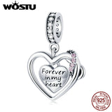 Double-Circled Charm 925 Silver Heart-shaped Pendant Bracelet Jewelry Gift