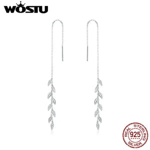 925 Silver Zircon Chain Link Wheat Drop Earrings