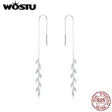 925 Silver Zircon Chain Link Wheat Drop Earrings