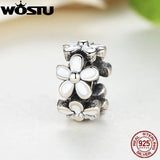 925 Silver Darling Daisies Spacer Charm Bracelet Necklace Jewelry