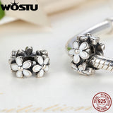 925 Silver Darling Daisies Spacer Charm Bracelet Necklace Jewelry