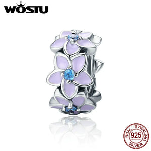 925 Silver Darling Daisies Spacer Charm Bracelet Necklace Jewelry