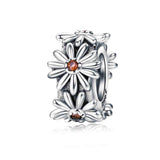 925 Silver Darling Daisies Spacer Charm Bracelet Necklace Jewelry