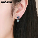 European Style Crystal Clip Earrings Copper Clear CZ Rose Earrings