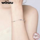 Feather Bracelets 925 Sterling Silver CZ Stone Chain Link