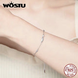 Feather Bracelets 925 Sterling Silver CZ Stone Chain Link
