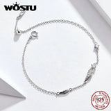 Feather Bracelets 925 Sterling Silver CZ Stone Chain Link