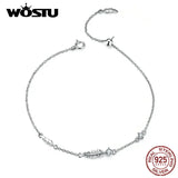 Feather Bracelets 925 Sterling Silver CZ Stone Chain Link