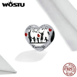 Family Charms 925 Sterling Silver Heart Bead Pendant Thanksgiving Jewelry