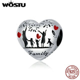 Family Charms 925 Sterling Silver Heart Bead Pendant Thanksgiving Jewelry
