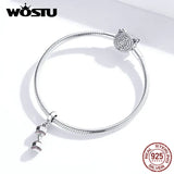 925 Sterling Silver Dumbbell Fitness Charms Bracelet Pendant Beads CQC1340