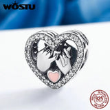 925 Sterling Silver Heart Beads for Charm Bracelet