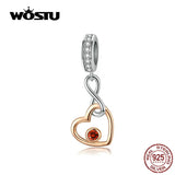 Infinity Love Heart Dangle Charm 925 Sterling Silver Beads Bracelet Pendant