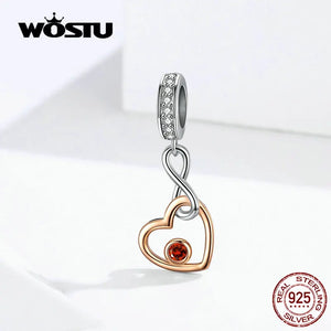 Infinity Love Heart Dangle Charm 925 Sterling Silver Beads Bracelet Pendant