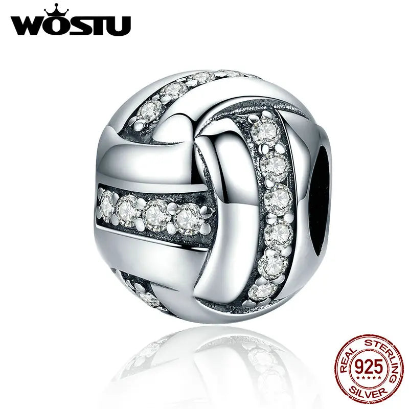 925 Silver Ribbon Ball Beads for WST Charm Bracelet Gift CQC302