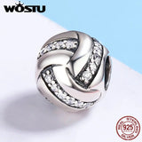 925 Silver Ribbon Ball Shape Beads for WST Charm Bracelet - FIC302