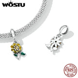 Sunflower Charms Beads 925 Sterling Silver Butterfly Rose Pendent DIY Jewelry