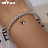 Sunflower Charms Beads 925 Sterling Silver Butterfly Rose Pendent DIY Jewelry