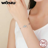 Hand Hamsa Eye Bracelet 925 Silver Zircon Chain Link FIB079