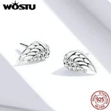 925 Sterling Silver Angel Wings Stud Earrings CZ Silver Jewelry