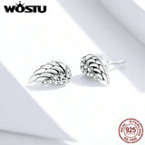 925 Sterling Silver Angel Wings Stud Earrings CZ Silver Jewelry