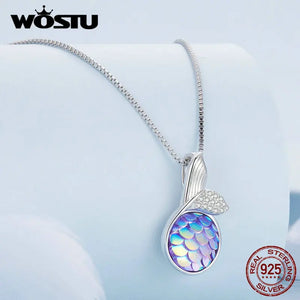 Fishtail Necklace 925 Sterling Silver Zircon Adjustable Chain for Women