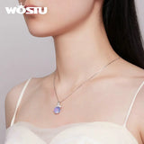 Fishtail Necklace 925 Sterling Silver Zircon Adjustable Chain for Women