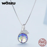 Fishtail Necklace 925 Sterling Silver Zircon Adjustable Chain for Women