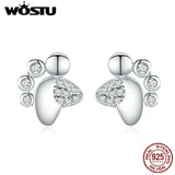925 Silver Paw Dog Zirconia Earrings Women Jewelry