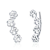 925 Silver Paw Dog Zirconia Earrings Women Jewelry
