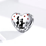Heart Bead 925 Sterling Silver Charm Fit Bracelet Pendant