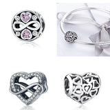 Heart Bead 925 Sterling Silver Charm Fit Bracelet Pendant