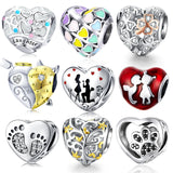Heart Bead 925 Sterling Silver Charm Fit Bracelet Pendant