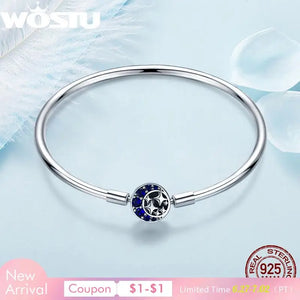 925 Silver CZ Moon & Star Bracelet for Women S925 SCB080