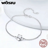925 Silver Cat Kitty Bracelet Adjustable Chain CQB102