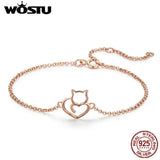 925 Silver Cat Kitty Bracelet Adjustable Chain CQB102