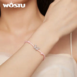 925 Silver Pink Butterfly Hand Rope & Bangles for Women Fine Jewelry