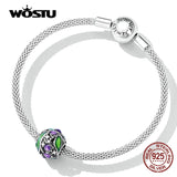 925 Silver Purple Tulip Flower Charm DIY Bracelet Bangle Jewelry